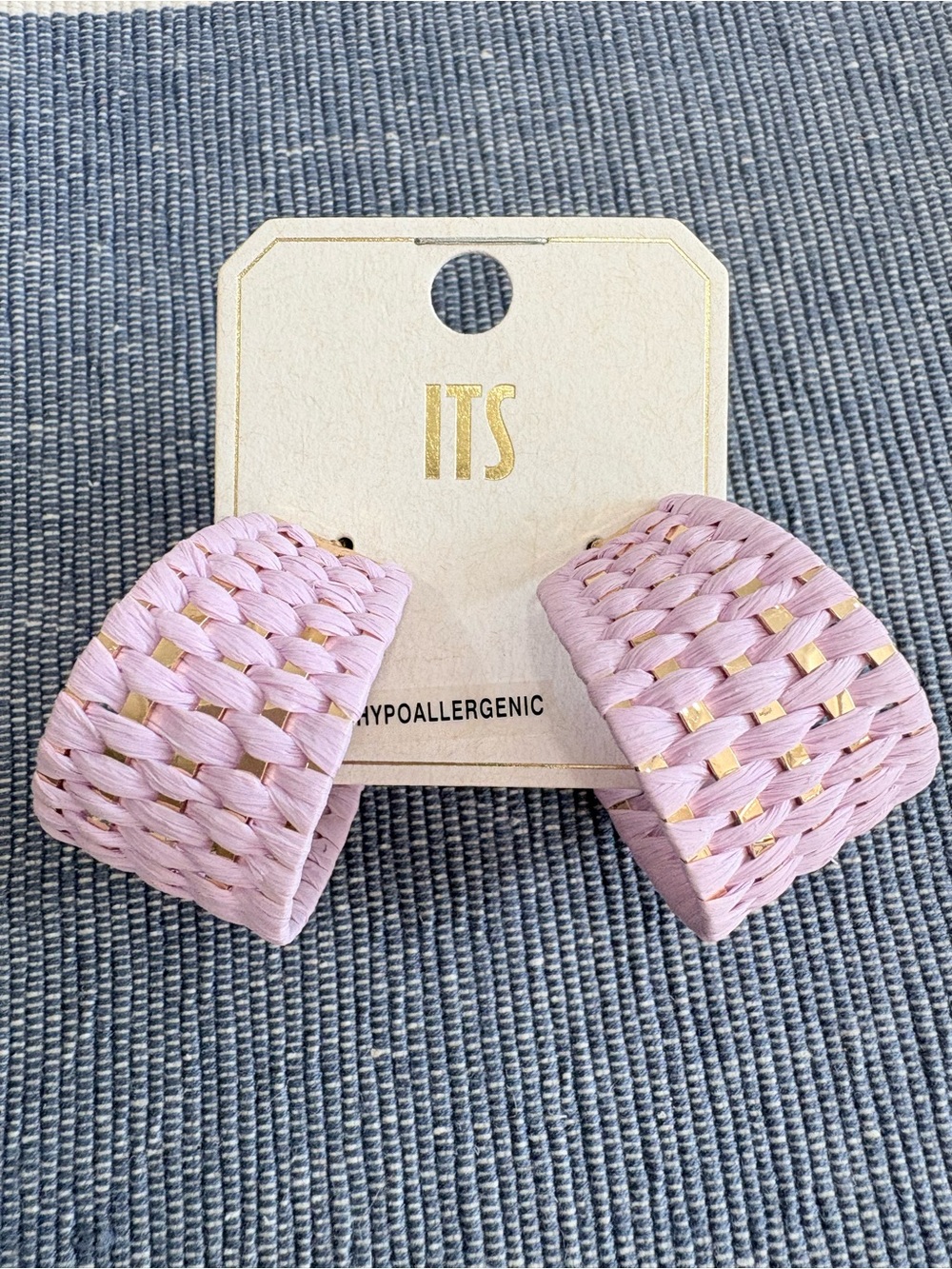 Lavender Woven Hoop Earrings with Gold Accents